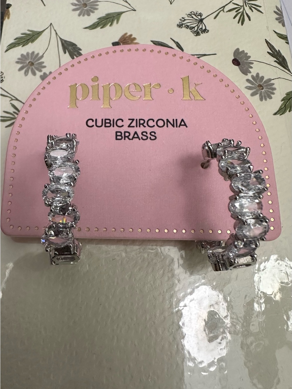 Piper Silver Hoop Earrings with Clear Cubic Stones